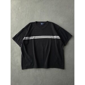 Vintage 2000s GAP Black V-neck Knit T-shirt Short Sleeve XL
